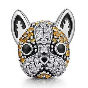 Pave Boston Terrier Dog Charm Fit Pandora Bracelet